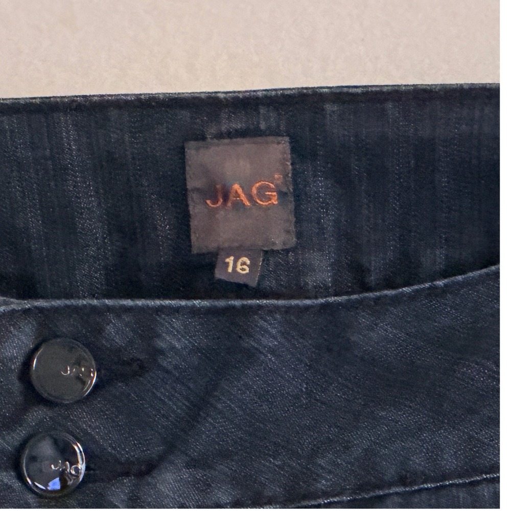 JAG Mid Rise Trouser Jeans Sz 16 Dark Wash Wide Leg Stretch Careerwear‎ Academia - Picture 4 of 12